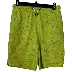 Jordan Bright Green And Black Speckles Swim Trunks Mens Large
